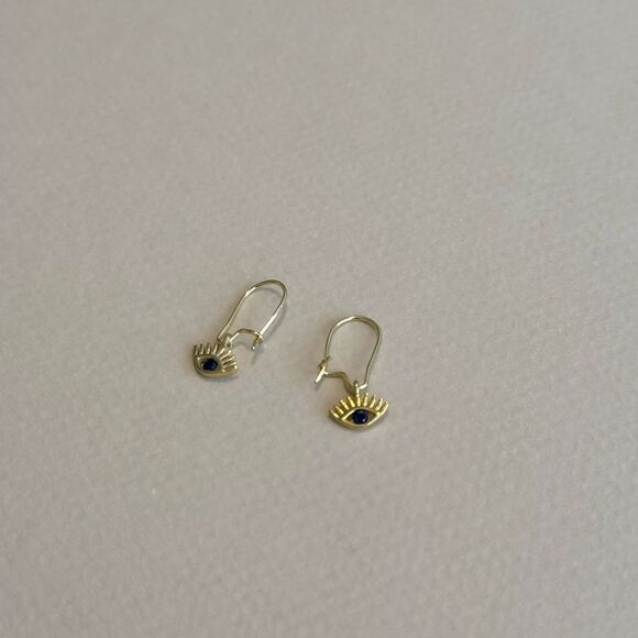 Gold Evil Eye Earrings R855 - Picture 2 of 3